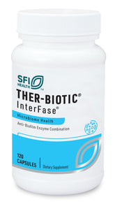 SFI Health Klaire Labs InterFase, botella de cápsulas, soporte digestivo diario.