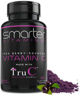SmarterVitamins Smarter Raw botella de vitamina C de frutos enteros para uso diario.
