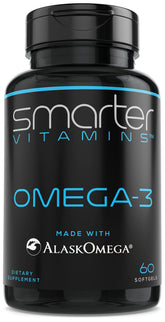 SmarterVitamins Omega3: botella de softgels, apoyo diario sin regusto a pescado.