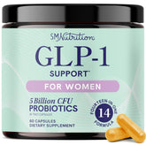 SMNutrition GLP-1 para mujeres: botella de cápsulas para apoyo metabólico diario.