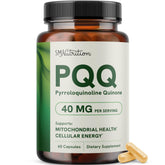 SMNutrition PQQ cápsula en frasco, posible apoyo a la energía celular.