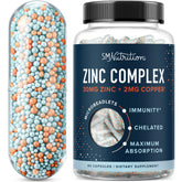 SMNutrition Zinc Microbeadlets con cobre en botella, para uso diario y apoyo al sistema inmunitario.