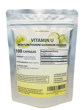 Solar Nutrition Vitamin U, botella con cápsulas veganas para apoyar el bienestar diario.