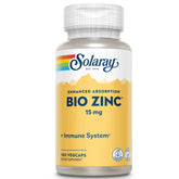 SOLARAY Bio Zinc 15 mg, cápsulas frente: apoyo a la inmunidad y absorción mejorada.