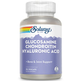 SOLARAY Glucosamina Condroitina Hialuronico: caja de cápsulas, apoyo posible a la movilidad diaria.