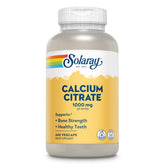 SOLARAY calcio citrato 1000mg, botella frontal, apoyo a huesos fuertes