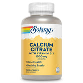 SOLARAY Calcio Citrato con D3 en botella, apoyo diario para huesos saludables.