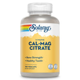 SOLARAY Calcio Magnesio Citrato 1000 mg frasco con cápsulas veganas para huesos