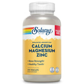 SOLARAY Calcio Magnesio Zinc - bote frontal, apoyo potencial a la salud ósea y muscular
