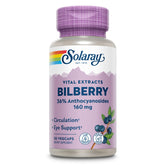 SOLARAY botella con extracto de arándano 160 mg para apoyo ocular.
