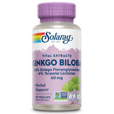 SOLARAY Ginkgo Biloba Extract en botella, posible apoyo a la claridad mental.