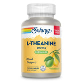 SOLARAY L-Theanine 200 mg gomita masticable, sabor limón-lima, apoyo para la relajación ocasional.