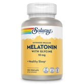SOLARAY Melatonina 10 mg con glicina, botella para relajación nocturna.