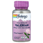 SOLARAY valeriana raíz extracto 50 mg, botella que favorece la relajación para una noche tranquila