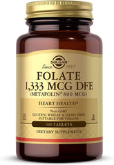 Solgar Folato 1,333 mcg botella frente para apoyo diario del bienestar.