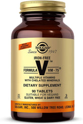 Solgar VM-75, tableta visible, multivitamínico con minerales quelados para uso diario.