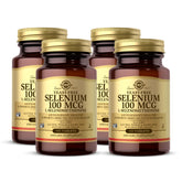 Solgar selenio sin levadura tableta 100 mcg, respaldo antioxidante diario.