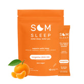 Som Sleep polvo de mandarina en un vaso, listo para mezclar.