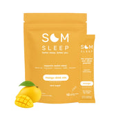 Som Sleep polvo sabor mango listo para mezclar y promover relajación previa al sueño.