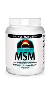 Source Naturals MSM polvo en frasco, posible apoyo a tejidos y proteínas.