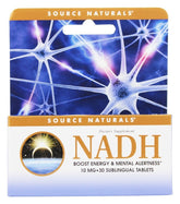 Source Naturals NADH 10 mg, pastillas frontal, apoyo para energía sostenida durante el día.