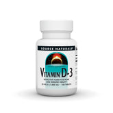 Source Naturals Vitamina D-3 1000 UI, caja visible, apoya huesos fuertes y defensa inmune.