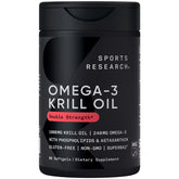 Sports Research: botella de aceite de krill lista para apoyar el omega-3 diario.