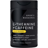Sports Research L-Teanina con cafeína y MCT: botella lista para enfoque sostenido.