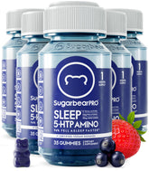 Gomitas SugarBearPro con melatonina de 6 mg para facilitar la relajación nocturna.