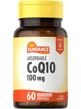 Sundance CoQ10 100 mg, cápsulas suaves en botella para uso diario