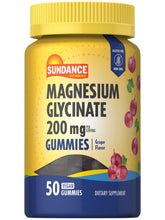 Gomitas Sundance de magnesio glicinato en botella, dosis diaria cómoda.