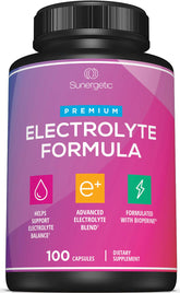 Sunergetic frasco de cápsulas de electrolito para hidratación diaria.