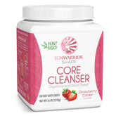 Sunwarrior mezcla prebiótica de fibra vegetal en polvo con sabor fresa para apoyo digestivo.