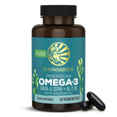 Sunwarrior Omega Vegano: botella con etiqueta, opción sostenible para tu nutrición.