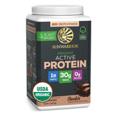 Sunwarrior proteína vegetal orgánica chocolate en lata, sabor delicioso para entrenamientos sostenidos