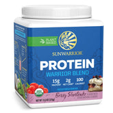 Sunwarrior Warrior Blend empaque, ideal para batidos proteicos vegetales.
