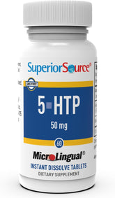 Superior Source 5-HTP, botella con tabletas de disolución instantánea para uso diario