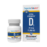 Superior Source D3 tabletas disolventes, apoyo a la absorción de calcio para dientes y huesos.