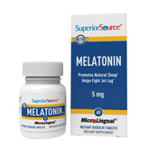 Superior Source Melatonina 5 mg, tabletas disolventes sublinguales para dormir más rápido.