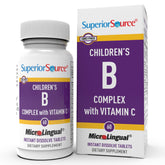 Superior Source Niños B Complex Vitamina C, tabletas disolución sublingual para apoyo inmunitario diario.