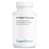 Supersmart H. Pylori Formula, envase frontal con cápsulas vegetarianas y alto contenido probiótico.