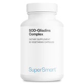 Supersmart SOD-Gliadins Complex, cápsulas vegetarianas para apoyo antioxidante diario.
