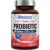 Surebounty Probiotics frasco frontal para uso diario y apoyo digestivo.