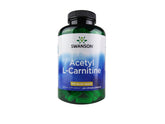 Swanson Acetil-L-Carnitina 500 mg en frasco de 240 cápsulas vegetales, uso diario.