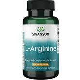 Swanson L-Arginina 500 mg, botella, posible apoyo al rendimiento físico