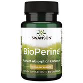 Swanson Bioperine cápsulas de 10 mg para mejorar la absorción de nutrientes en la dieta diaria.