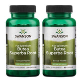 Swanson Butea Superba: botella de 60 cápsulas de 400 mg para bienestar íntimo.