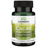 Swanson Cacao de Espectro Completo en cápsulas, energía suave para el día.