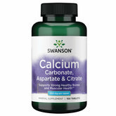 Swanson Calcium 500 mg 100 tabs, bote-frente: apoyo diario a la salud ósea.