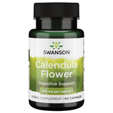 Swanson Calendula cápsulas 400 mg en botella para apoyo digestivo suave.